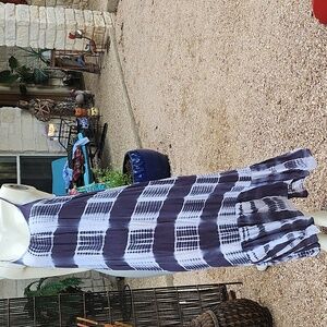 Smell The Roses Gorgeous 100% Rayon Cotton Tie Dye Grey White Summer Dress Sm